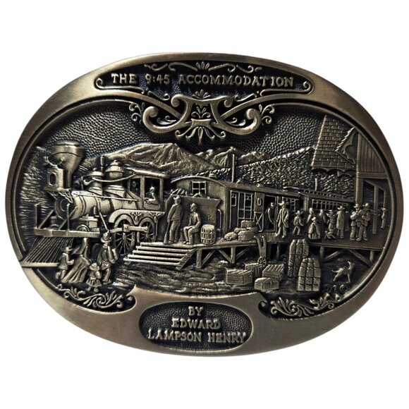 9:45 Accommodation Belt Buckle Edward Lamson Henry American West Train Station - Picture 4 of 16